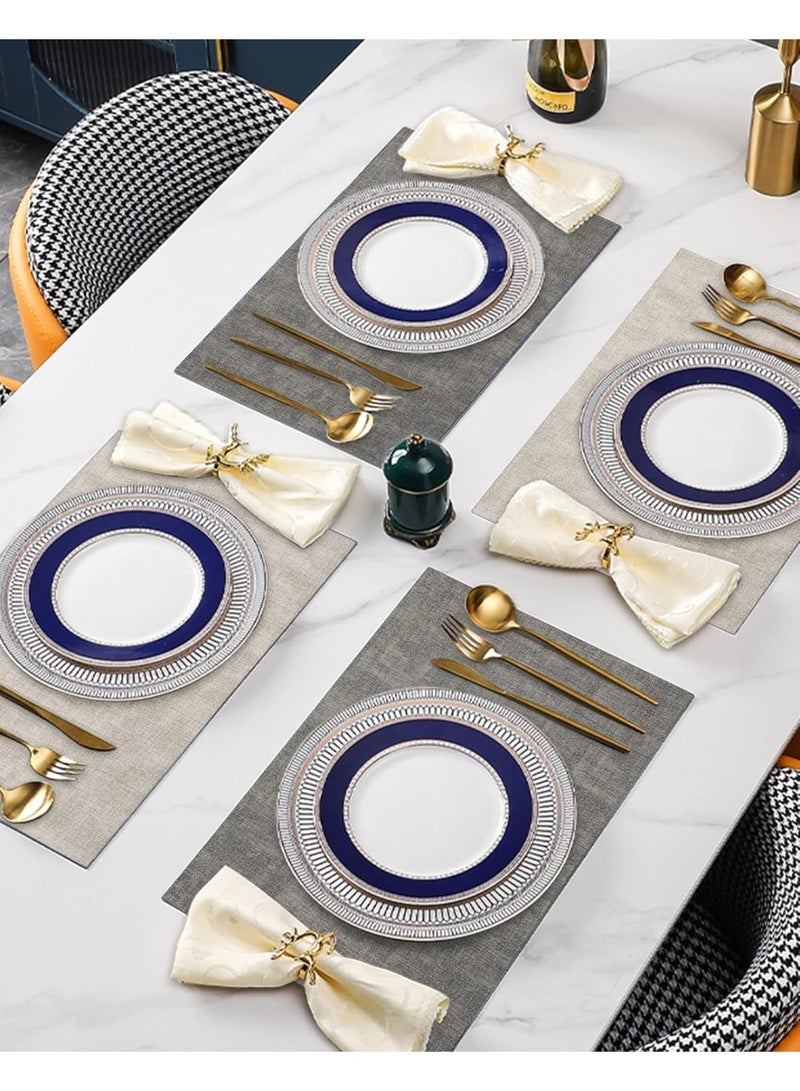Leather Placemats Set of 6 Reversible Table Mats Heat Resistant Waterproof No-Slip Place Mats for Dining Table Kitchen Parties - Image 2